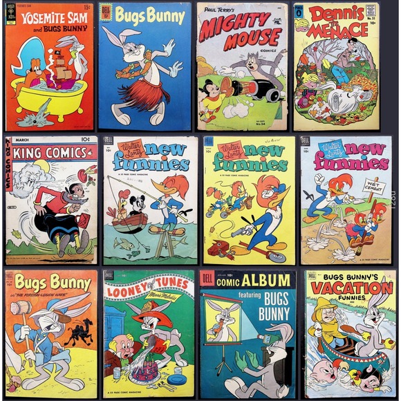 Vintage 12x Comic Book Lot: Bugs Bunny, Mighty Mouse, Dennis The Menace + More - Picture 1 of 16
